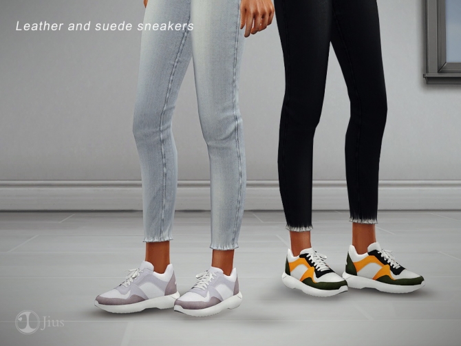 Leather and suede sneakers by Jius at TSR » Sims 4 Updates