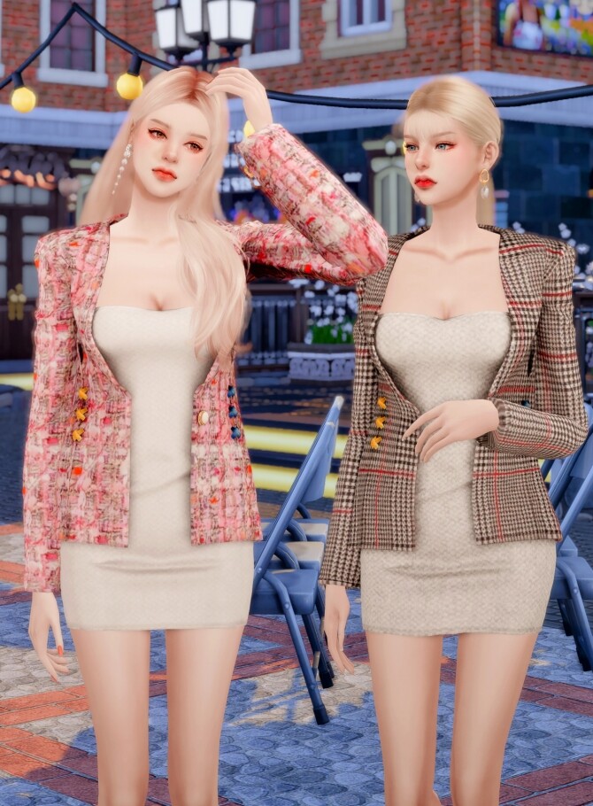 Tweed Jacket & Dress at RIMINGs » Sims 4 Updates