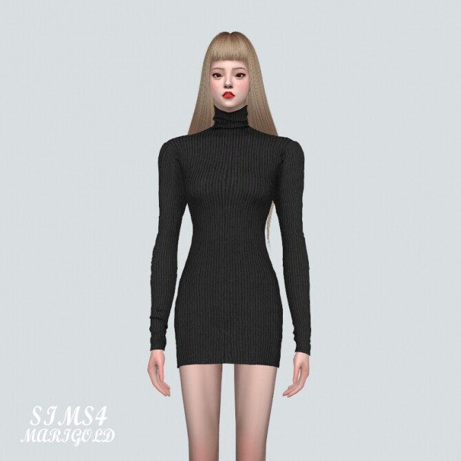 F Turtleneck Mini Dress at Marigold » Sims 4 Updates