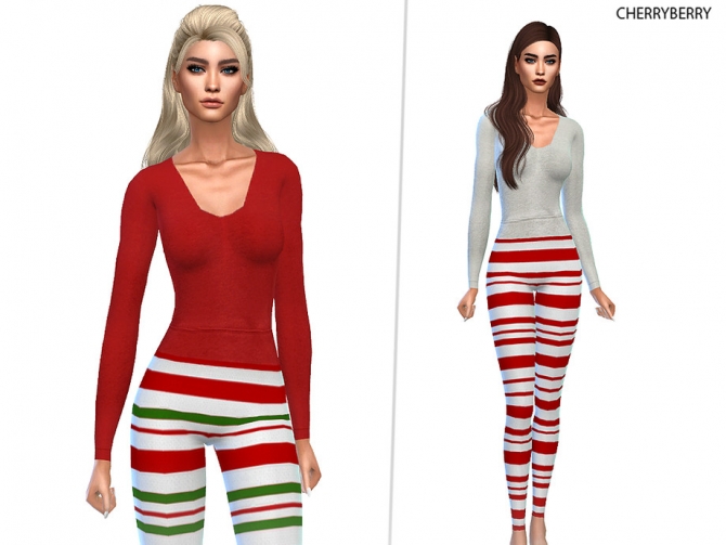 Elf Christmas PJs by CherryBerrySim at TSR » Sims 4 Updates