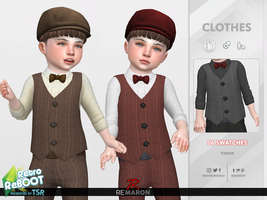 Retro 50s Vests for Toddler 01 by remaron at TSR » Sims 4 Updates