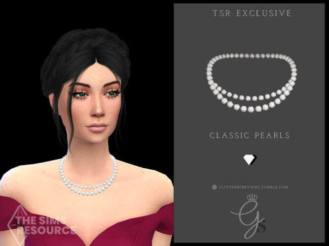 Classic Pearls Necklace by Glitterberryfly at TSR » Sims 4 Updates