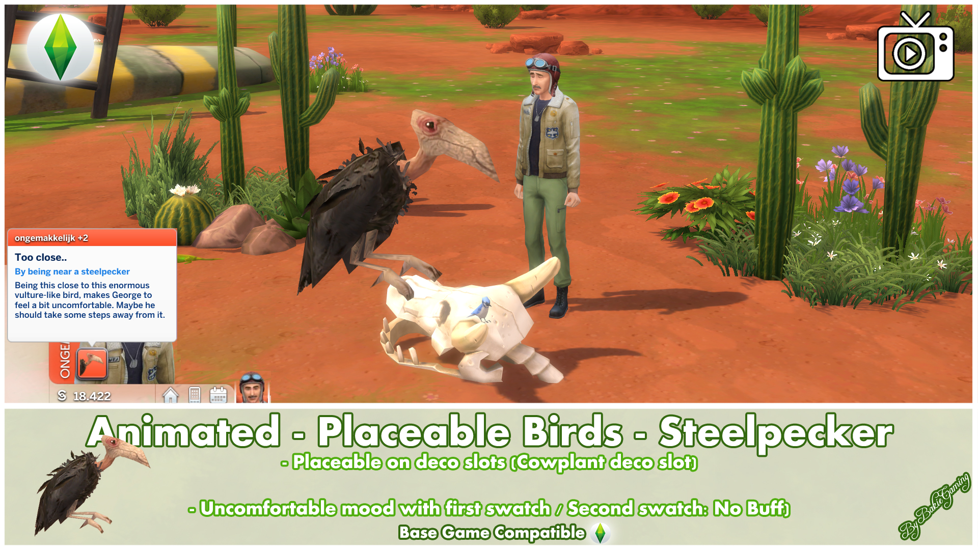 Animated Placeable Birds Steelpecker by Bakie at Mod The Sims 4 » Sims