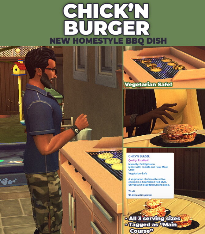 Chick'n Burger Custom Recipe by RobinKLocksley at Mod The Sims 4 » Sims