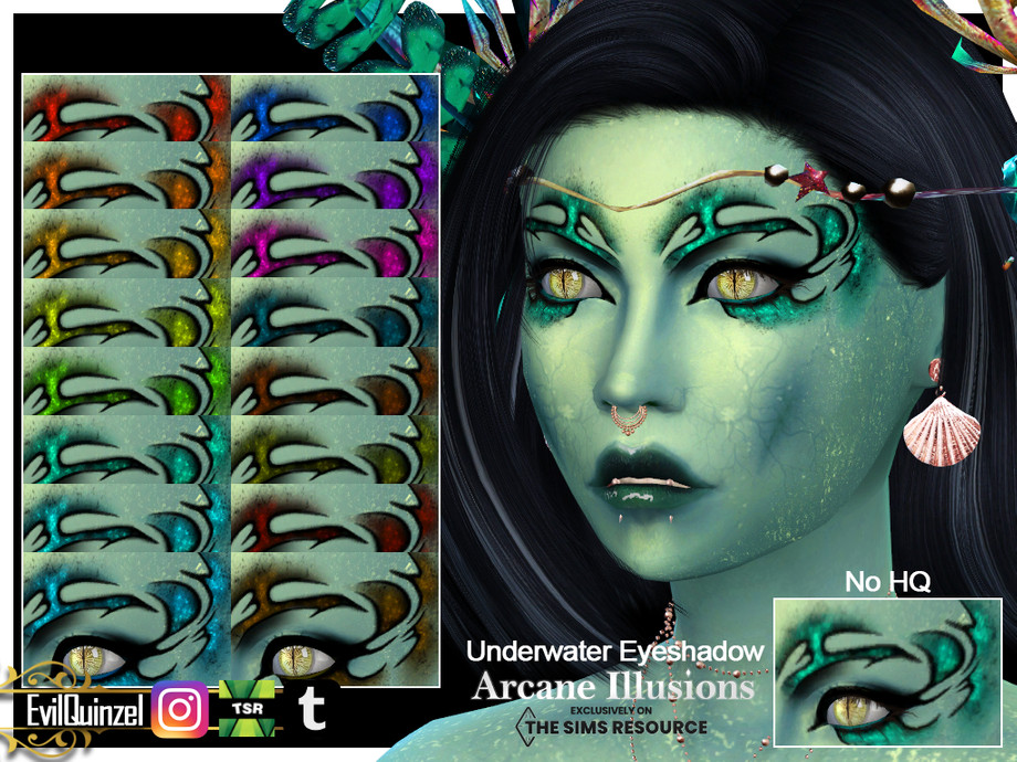 Arcane Illusions Underwater Eyeshadow by EvilQuinzel at TSR » Sims 4