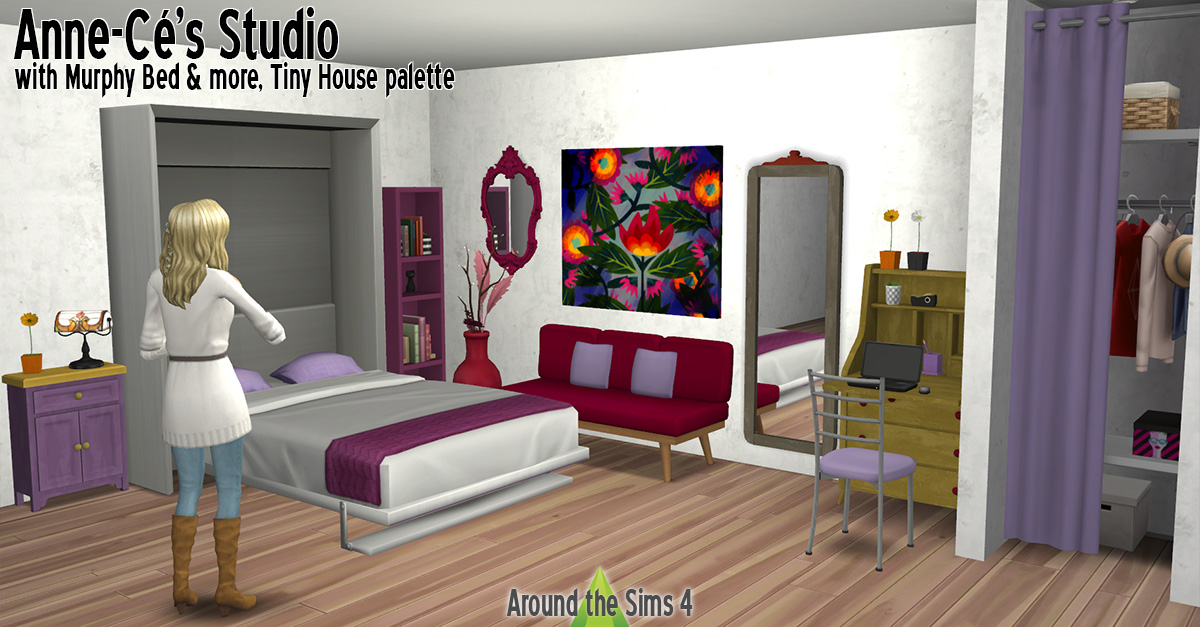 AnneCé's Bedroom Studio with Murphy bed at Around the Sims 4 » Sims