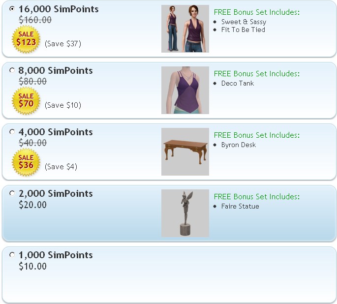 Sims 3 Store Simpoints Sale! SimsVIP
