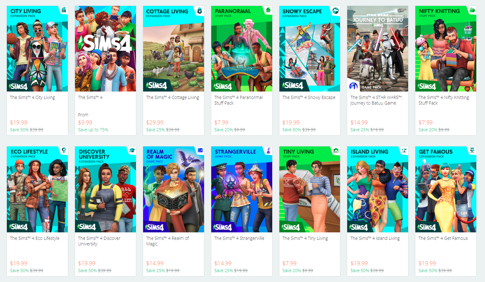 Origin Sale Save up to 75 on Select Sims 4 Titles SimsVIP