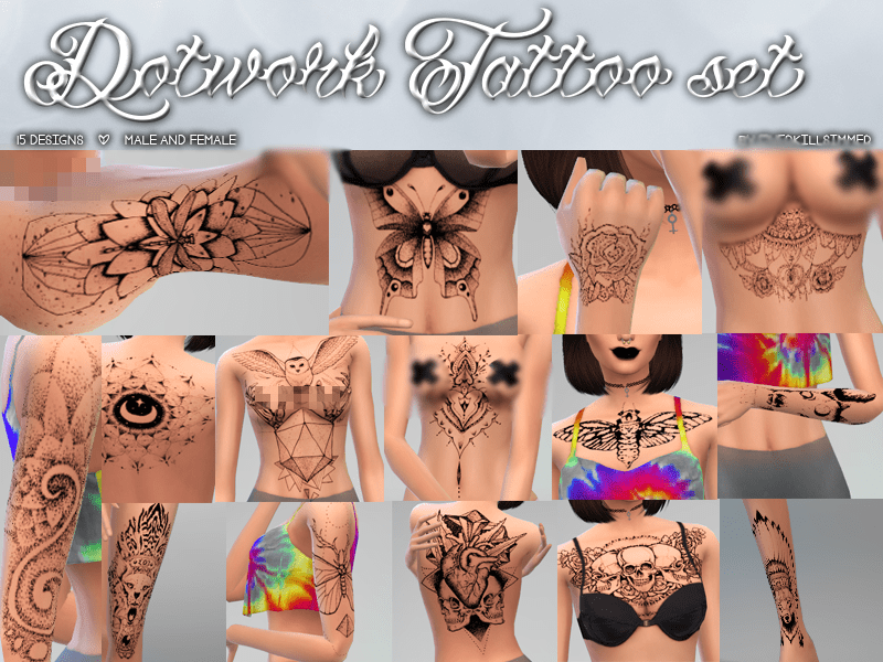 Unisex Dotwork Tattoo Set