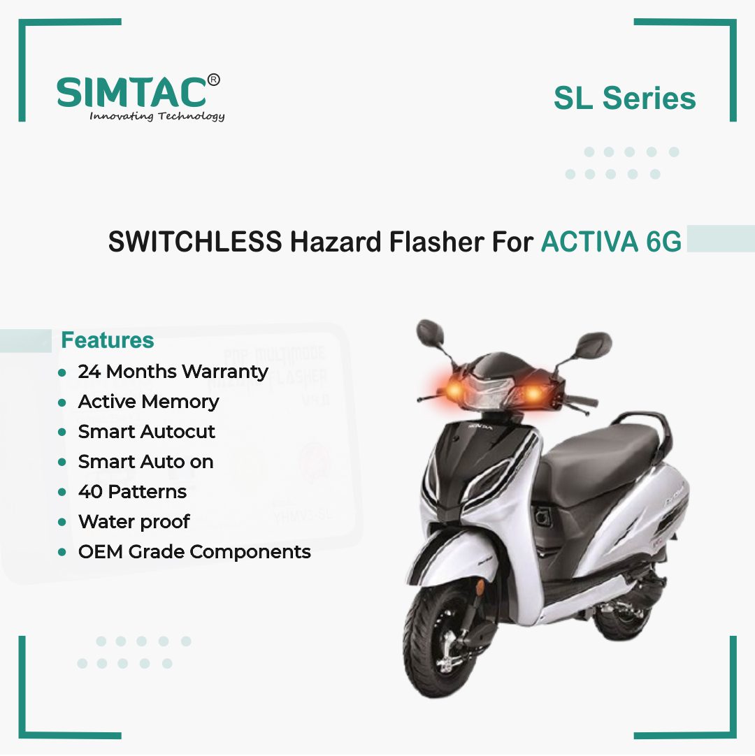 SWITCHLESS [V4.0] Honda Activa 5G/6G Compatible Simtac PNP Hazard Flasher / Adapter