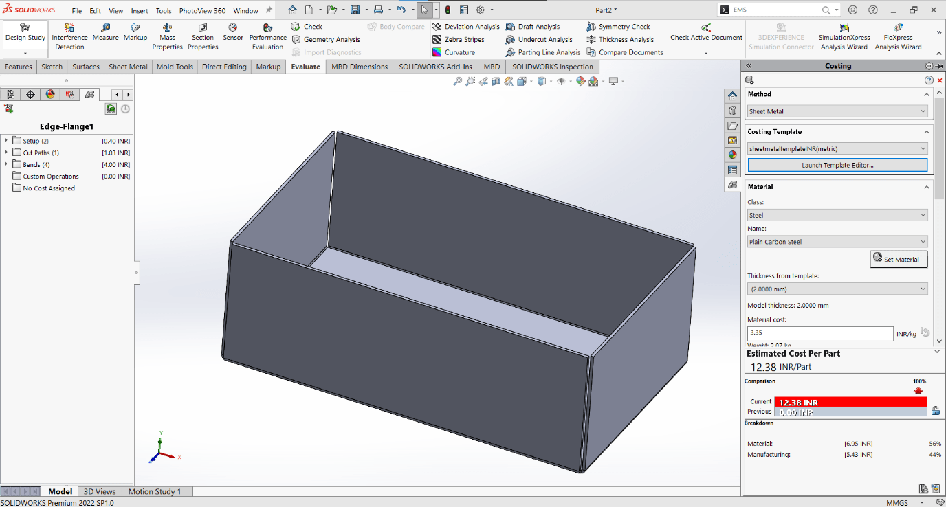 SolidWorks Sheet Metal Costing Simtek Blogs