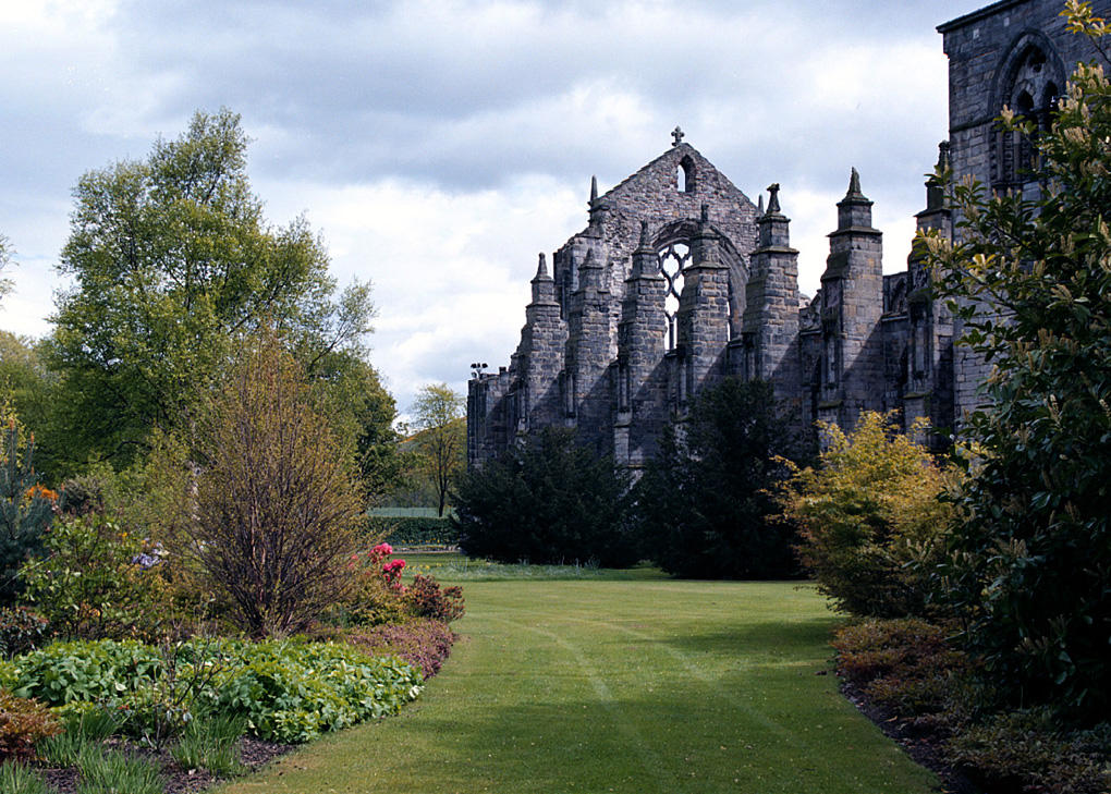 The Palace gardens along the north wall of Holyrood Abbey