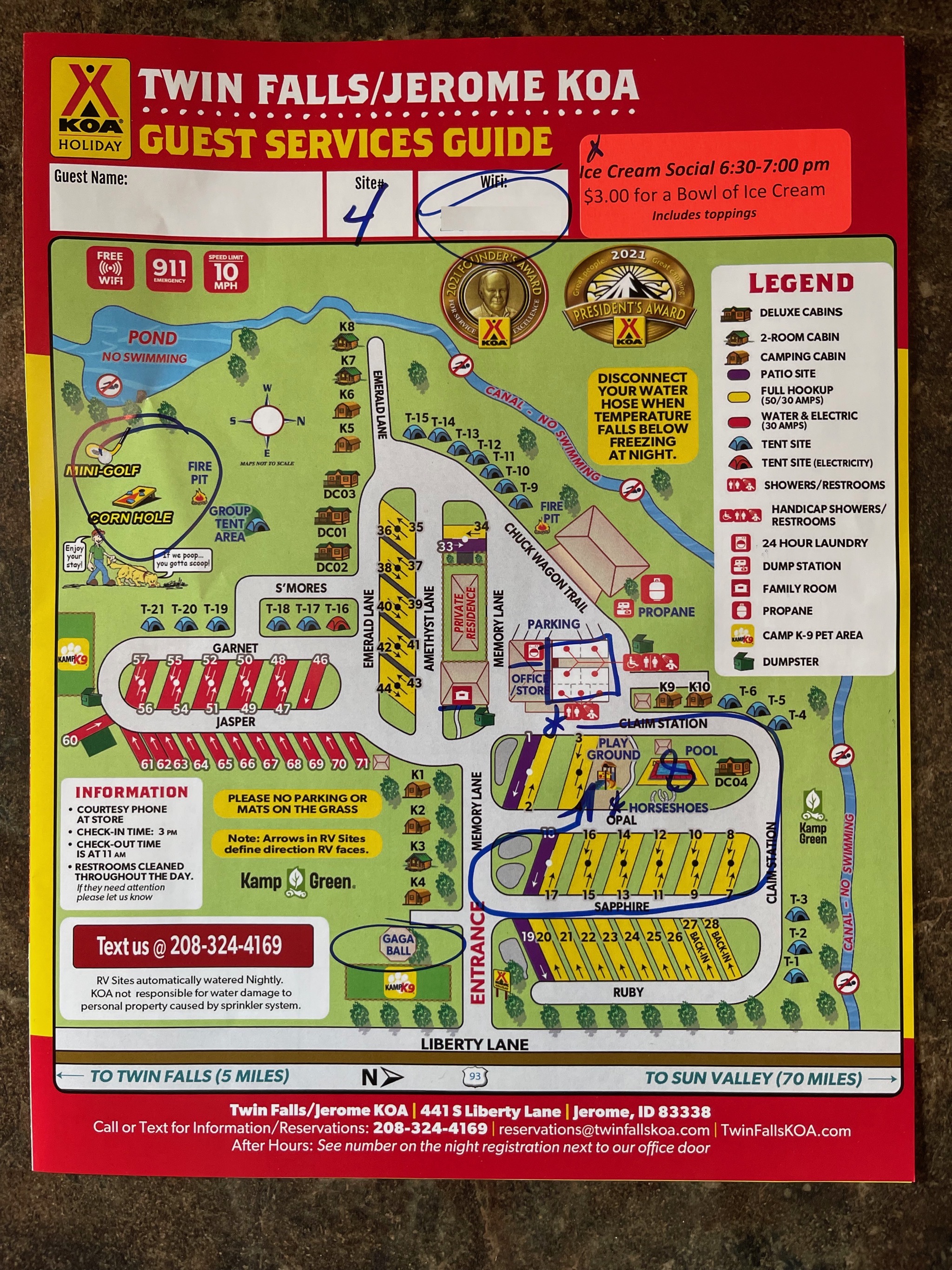 Yellowstone trip day 2, to Twin Falls / Jerome KOA Sinclair Trails