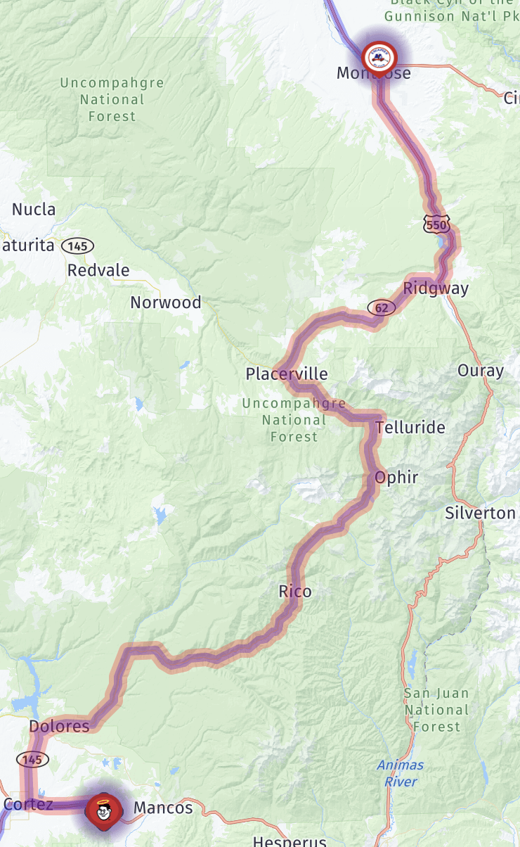 Travel from Mancos to Montrose, CO Sinclair Trails