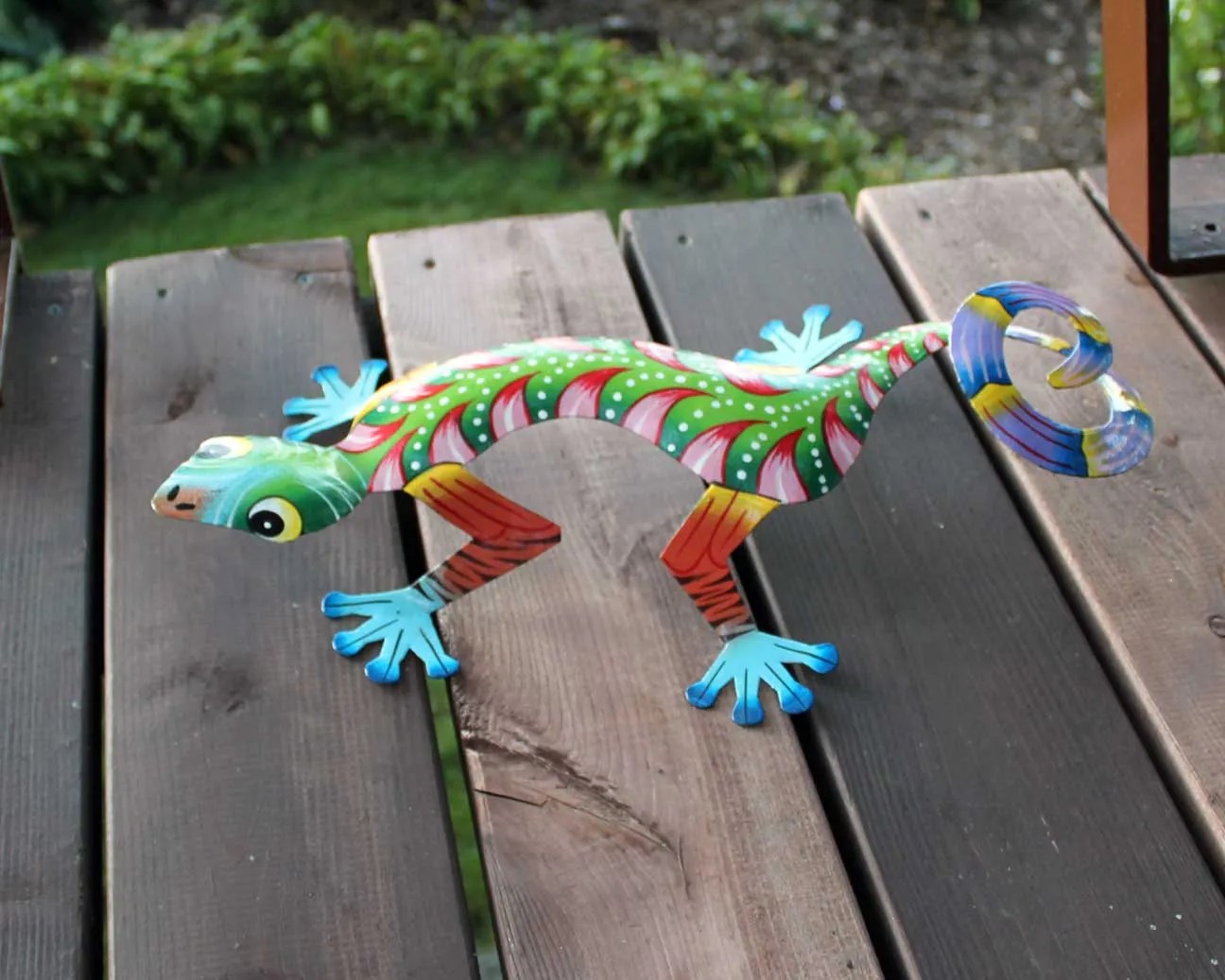 Colorful Gecko wall art. Handmade, Fair Trade Haiti