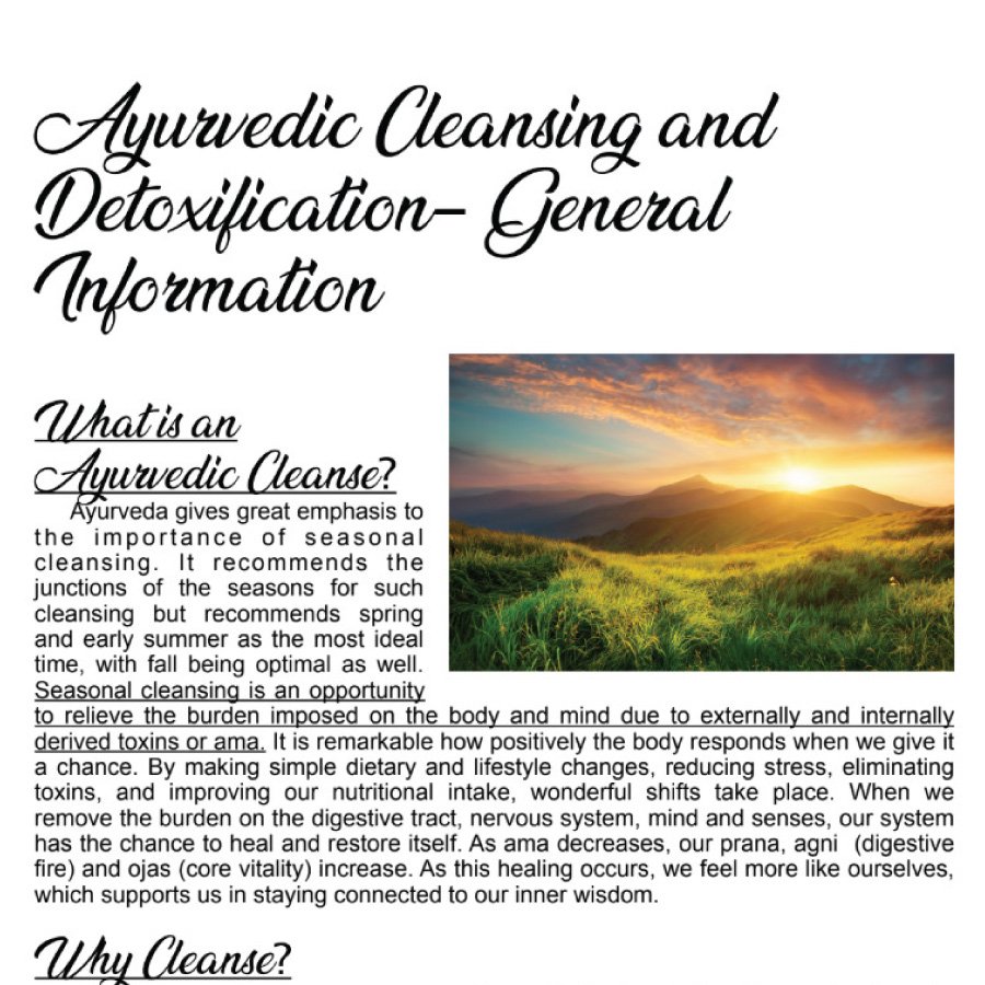 AYURVEDIC CLEANSE Singing Springs Botanicals