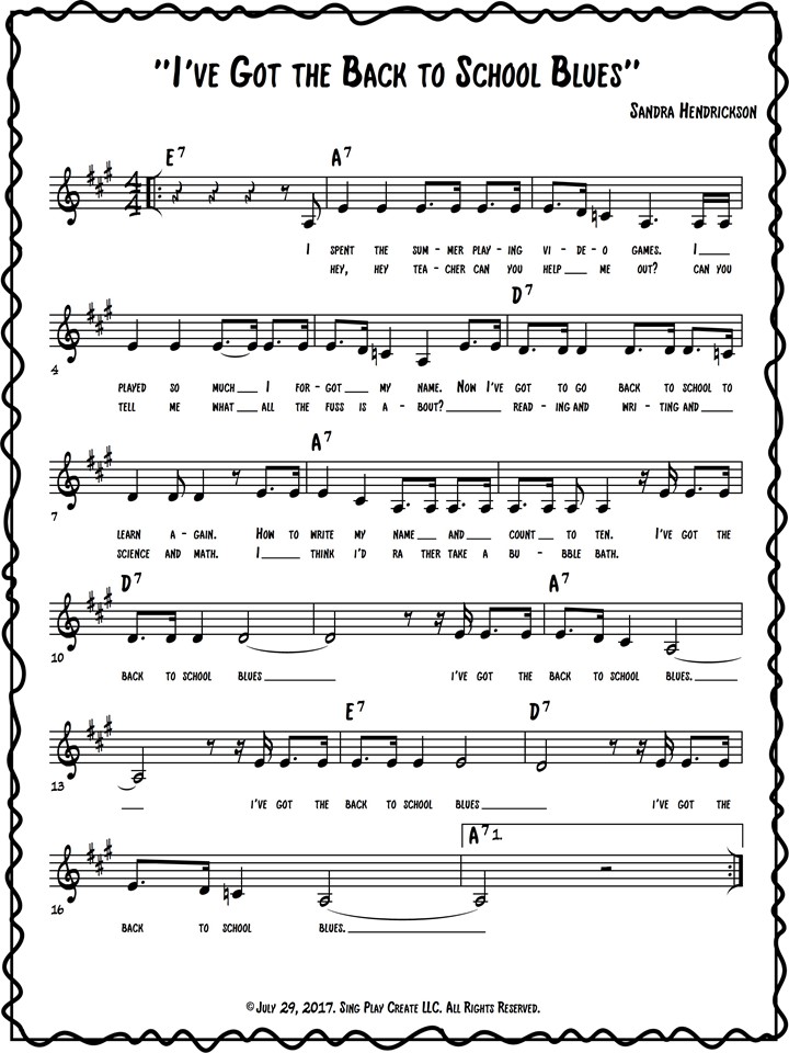 Free Music Class Back to School Song