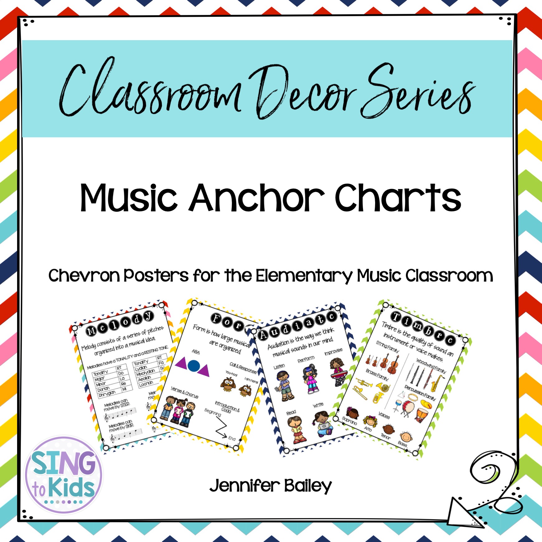 Music Anchor Charts for the MLT Inspired Classroom Chevron SingtoKids