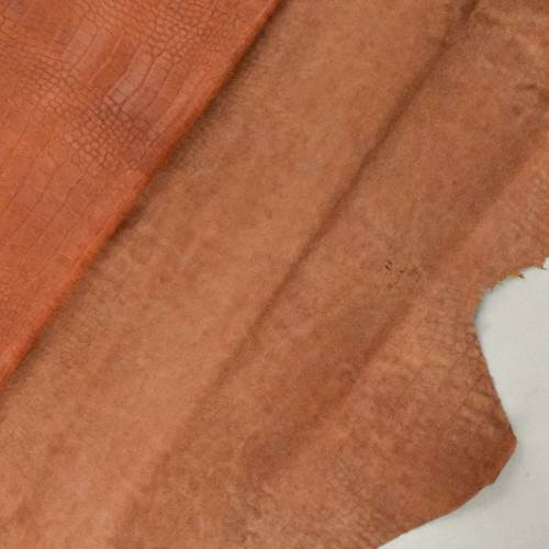 Rust Brown Reptile Skin Textured Leather Hide HIDE552 Fabric Depot