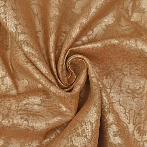 Brown/Gold Chris Stone Baroque Printed Linen Decor Fabric DFW60813