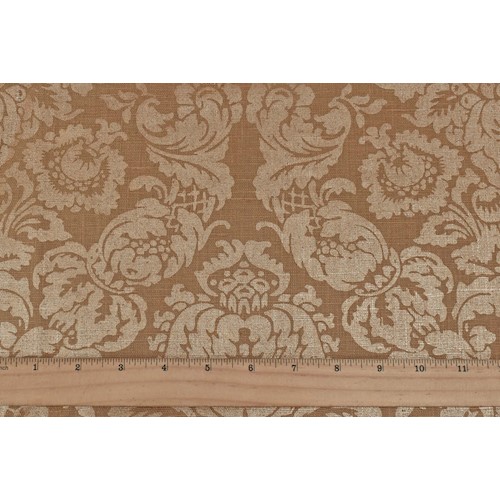 Brown/Gold Chris Stone Baroque Printed Linen Decor Fabric DFW60813