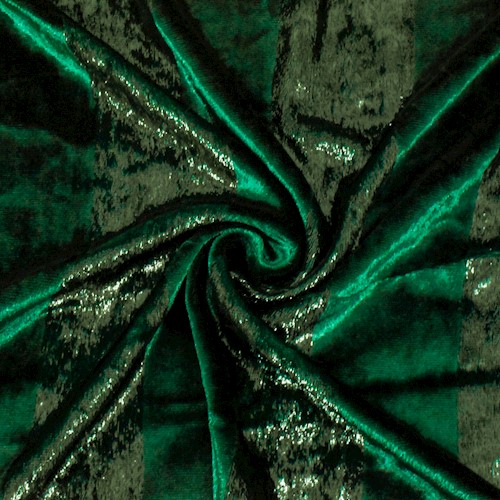 Emerald Green Metallic Velvet Stripe Woven Fabric APS00725 Fashion
