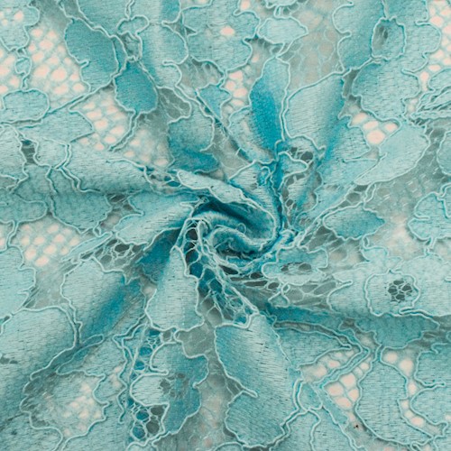 Baby Blue Floral Lace Knit Fabric APS00681 Fashion Fabrics