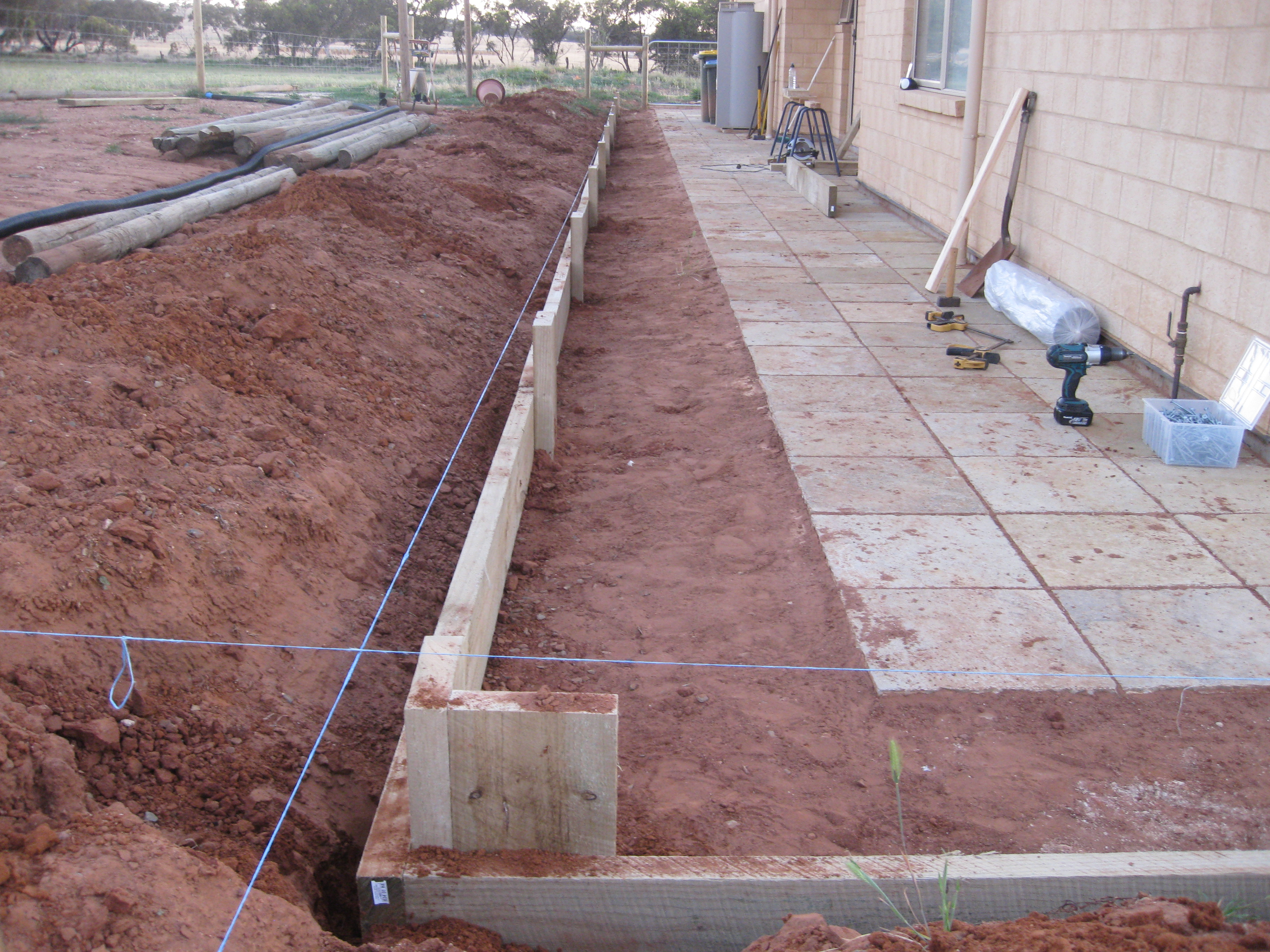 Sleeper retaining wall progress Singularo