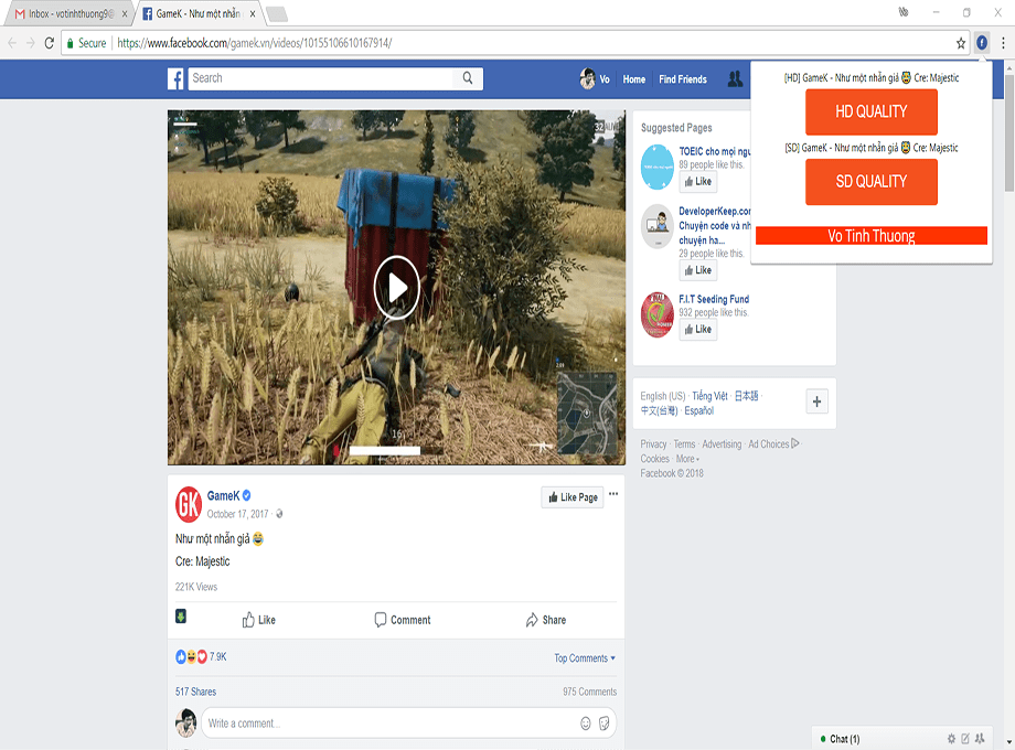 Chrome extension for download video on Facebook