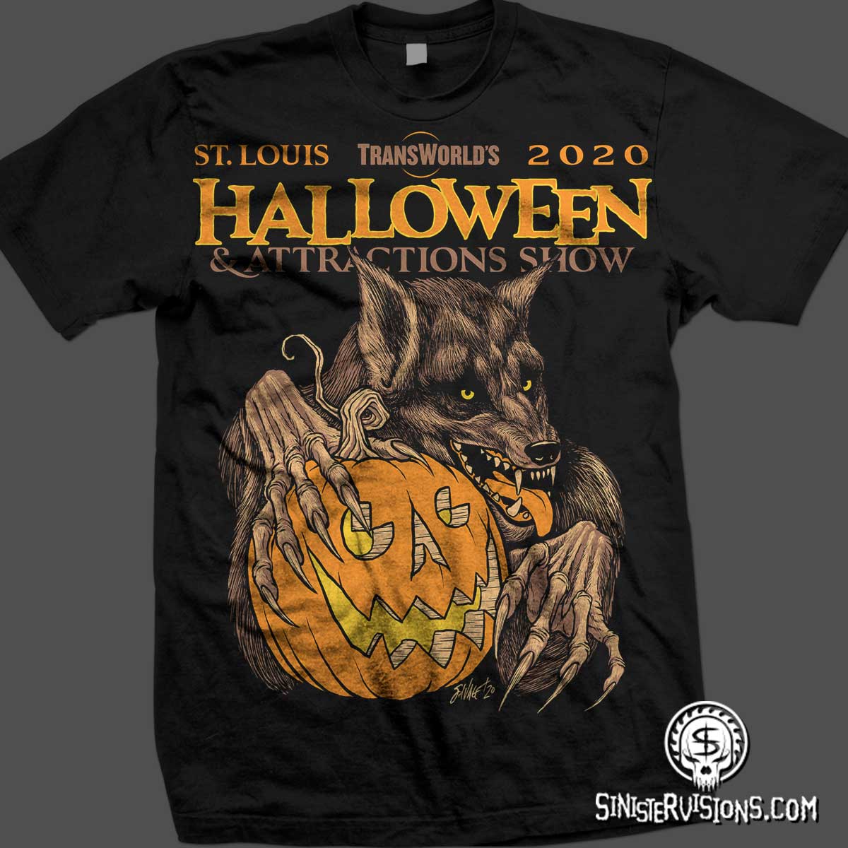 Sinister Visions Tshirt design for haunted houses, haunted