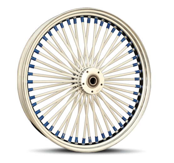 White Spokes Blue Nipples Motorcycle Wheel Custom Motorcycle Rims