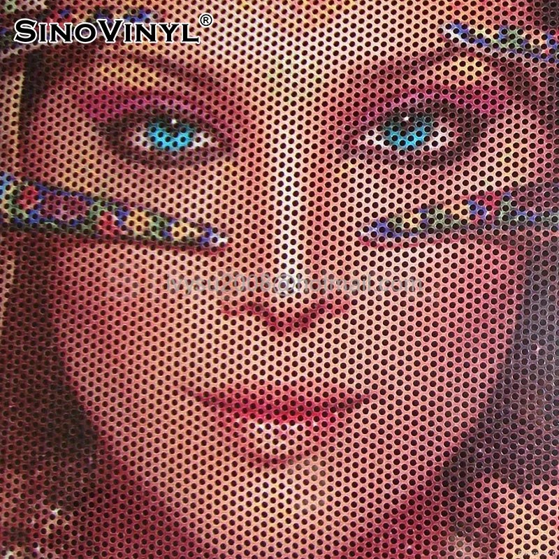 Perforated Glass Window Sticker One Way Vision See Through Vinyl Film Stickers For Digital