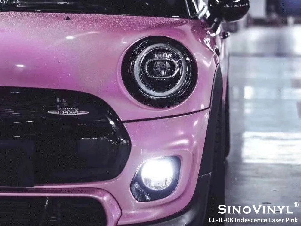 Car Body Decoration Sticker Gloss Rainbow Laser Pink Removable Vinyl