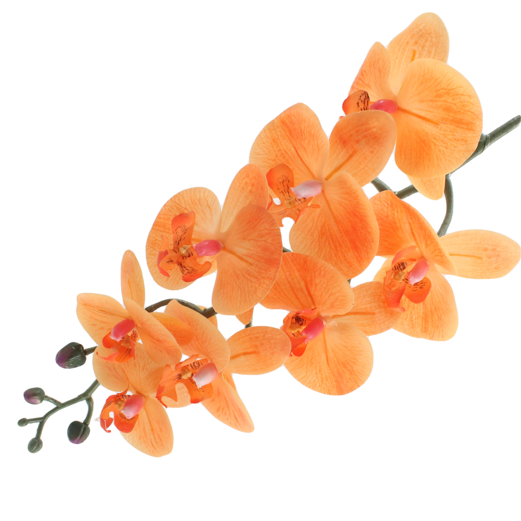 Faux Real Touch Latex Orange Phalaenopsis Orchid Stem Artificial