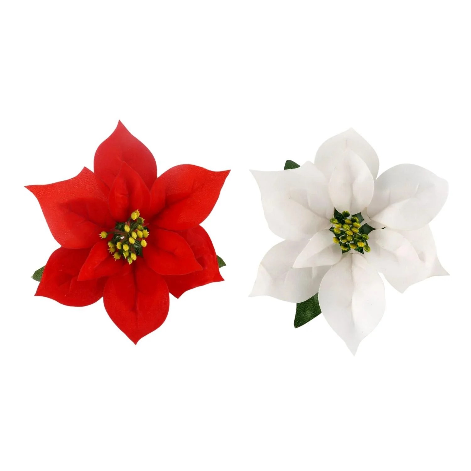 Xmas Decor Artificial Natural Red Poinsettia Potted Plant Christmas Picks and Sprays Wholesale
