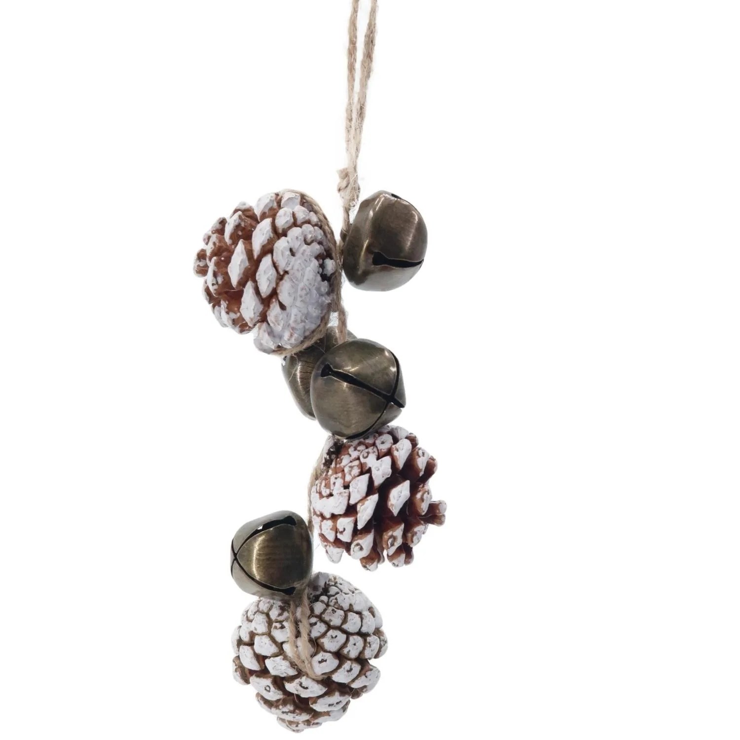 Christmas Ornament Snowy Pine cone Jingle Bell Garland Christmas