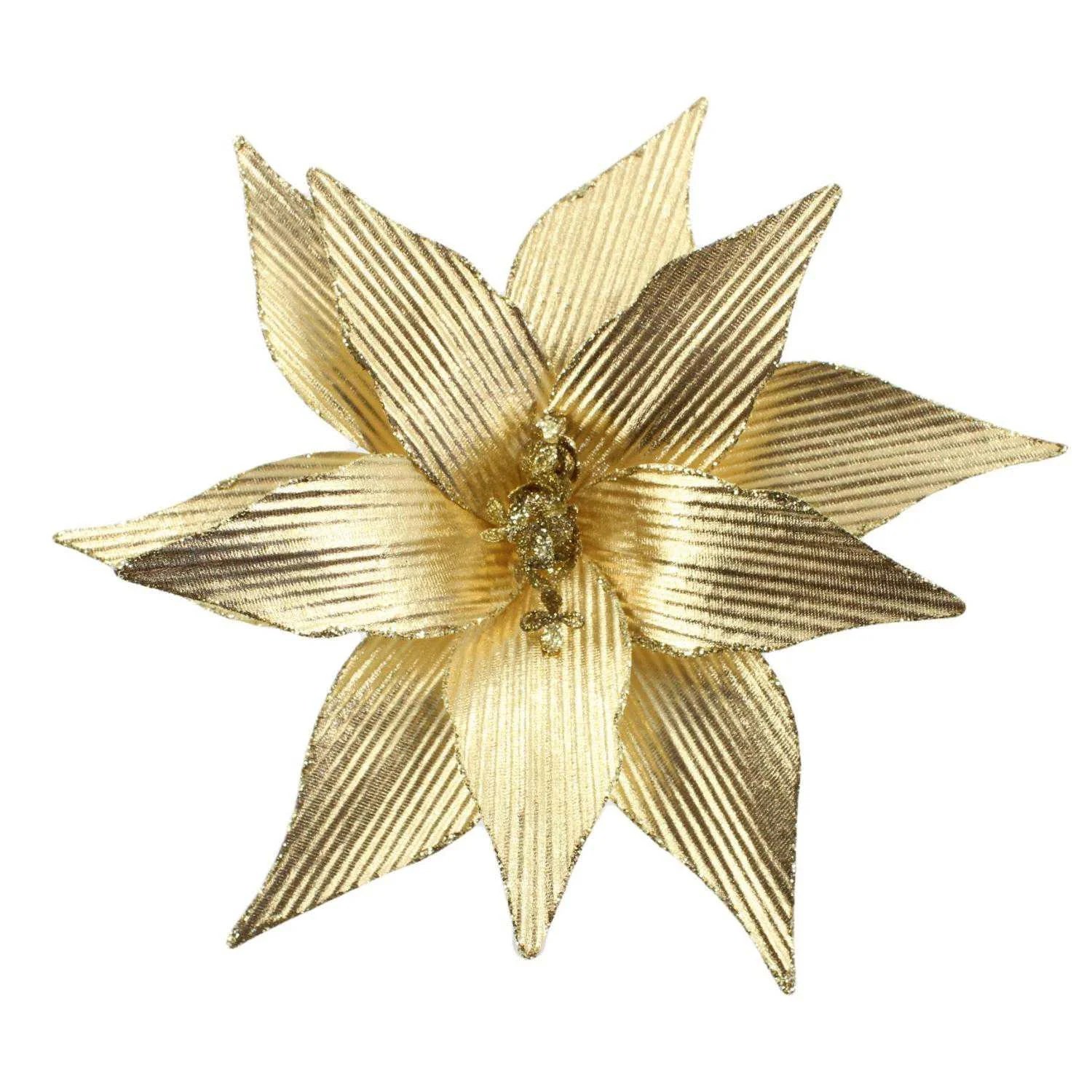 Gold Poinsettia Christmas Tree Decorations Sinofloral