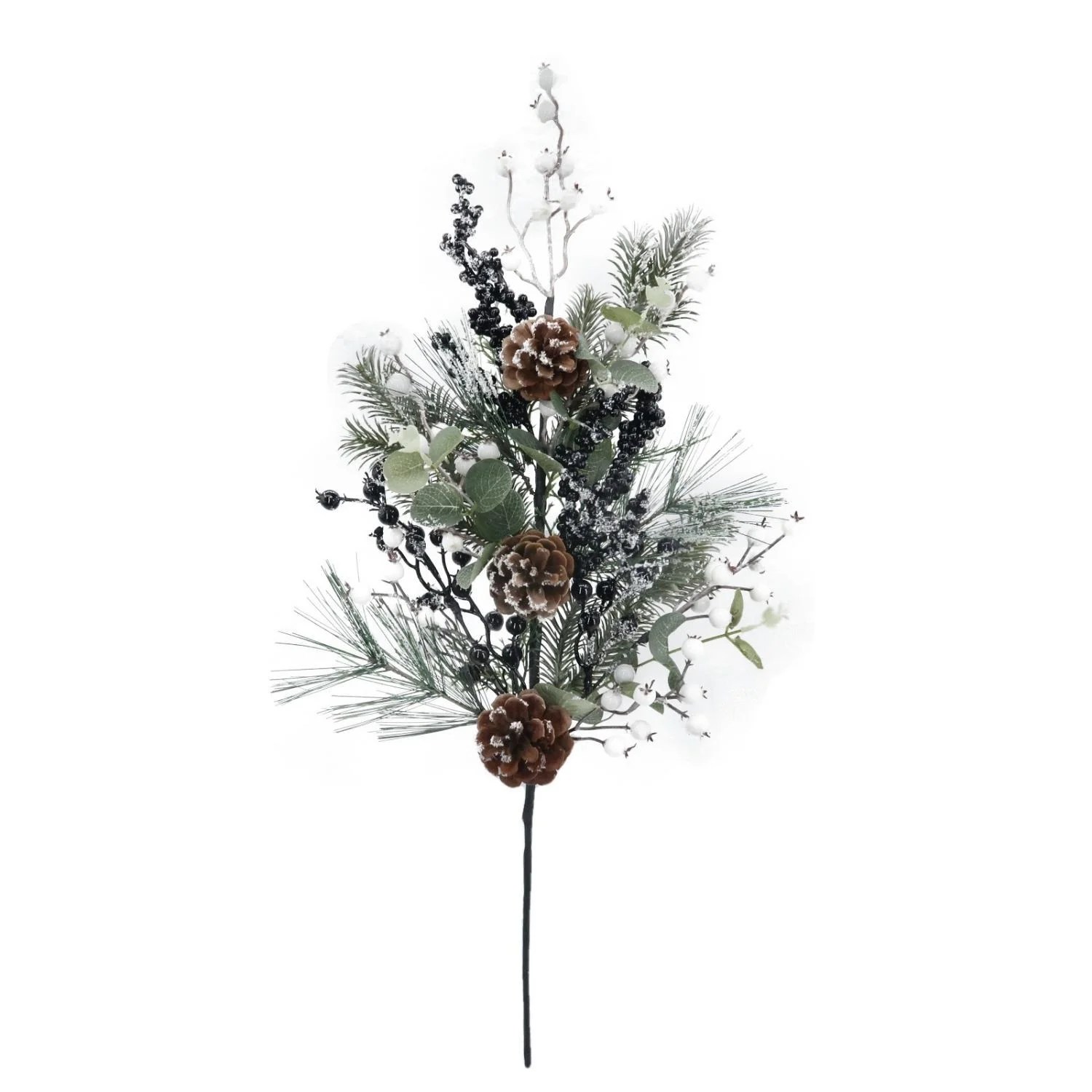 Xmas Snowy Pine cone Mixed Black White Berry Eucalyptus Pine Branches