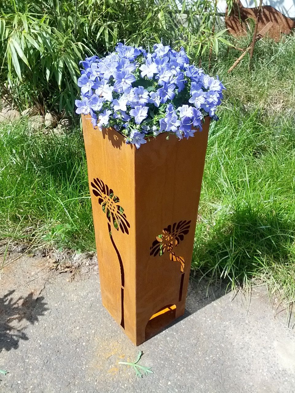 Pflanzschale,Edelrost Ständer übertopf GartendekoRost Kerzenleuchter Metall 60cm Sino Han Shop