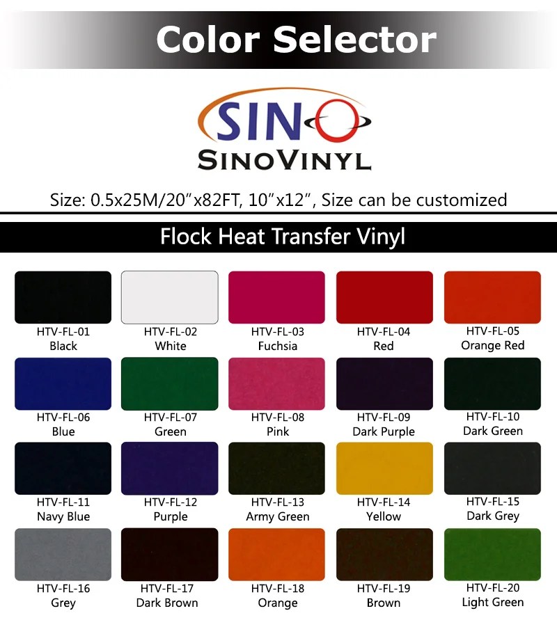 Flock Velvet Suede Heat Transfer Vinyl Textile HTV Sino HTV Vinyl