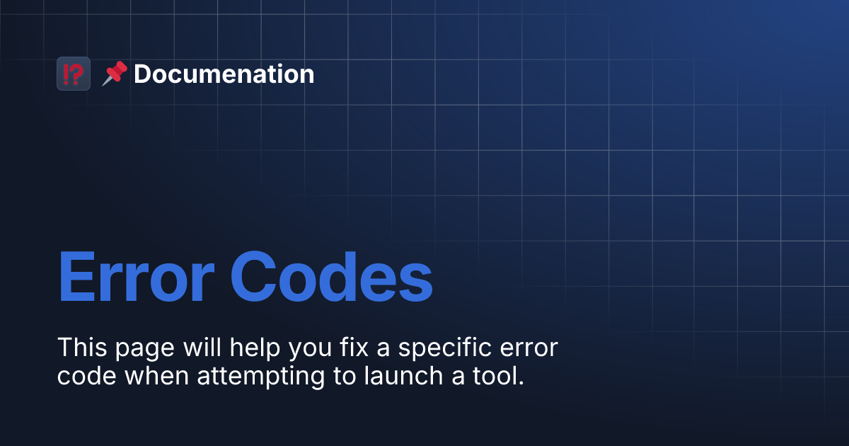 Error Codes 📌 Documenation