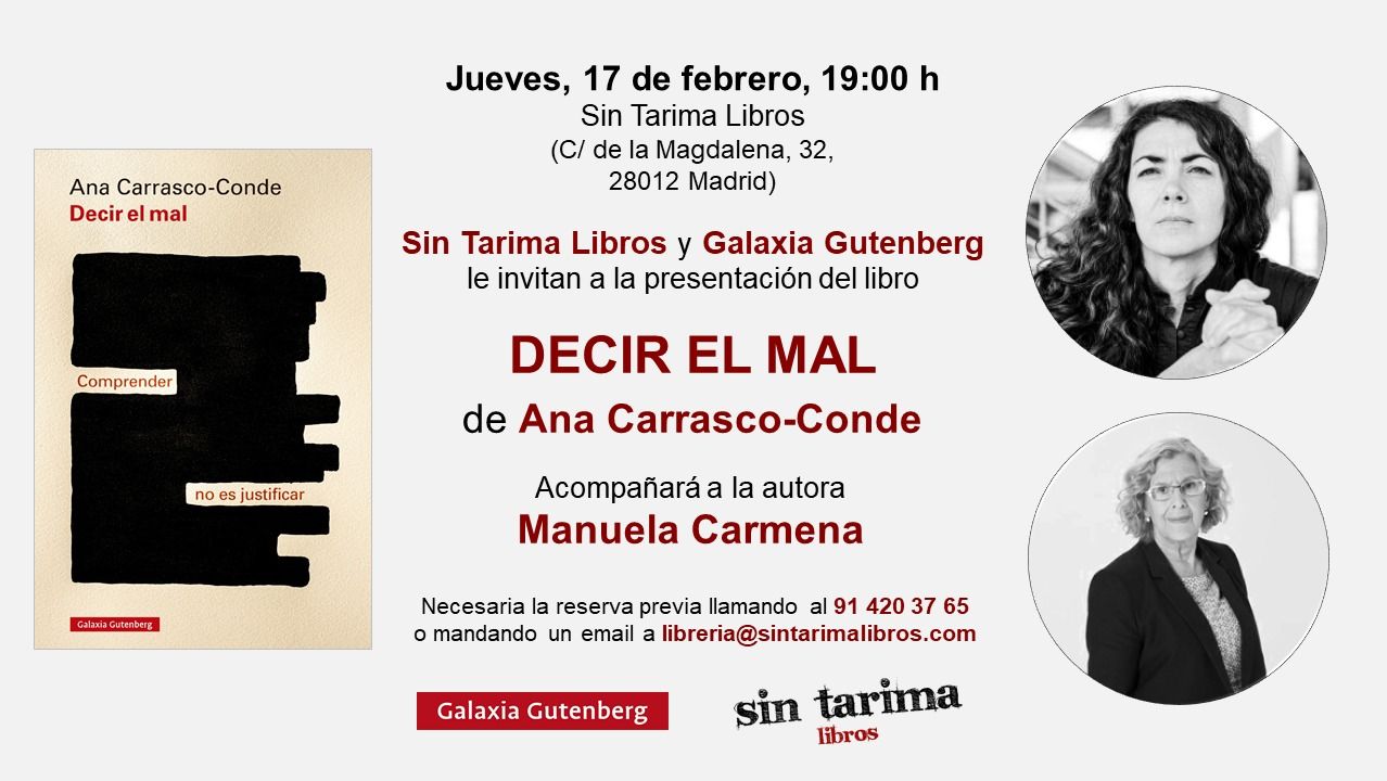 Ana CarrascoConde presenta Decir el mal junto a Manuela Carmena Sin