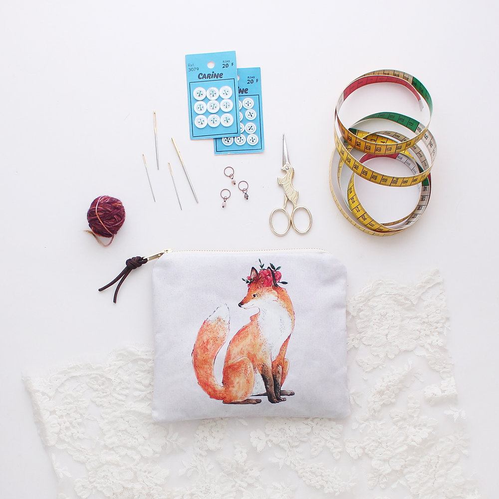 The Blue Rabbit House Pochettes Zippées Medium Sip and Knit