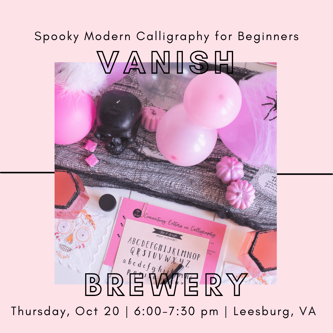 Spooky Modern Calligraphy at Vanish Brewery Sip & Script
