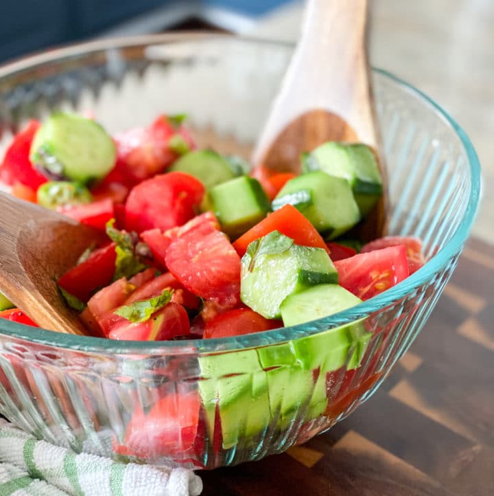 Simple Tomato Cucumber Salad Marinated In Vinegar Sip Bite Go