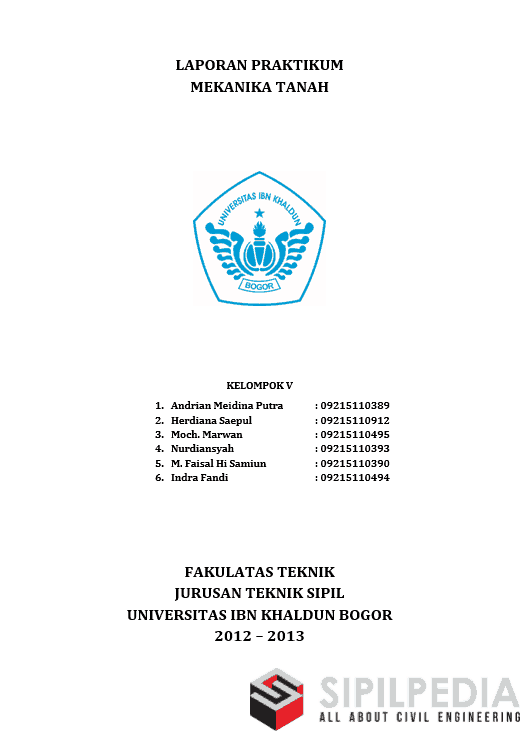 Laporan Praktikum Mekanika Tanah Sipilpedia