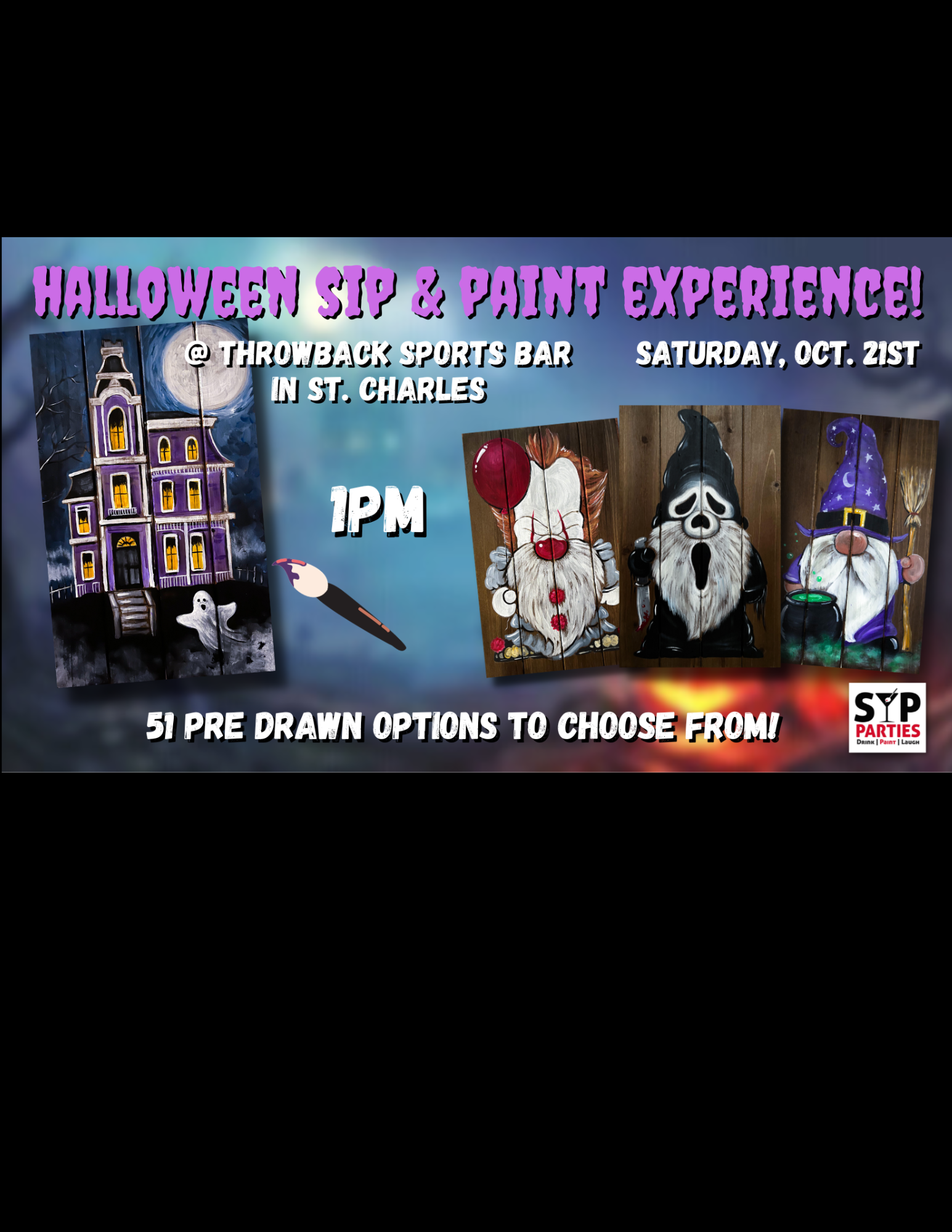 Halloween Themed Painting Experience! Choose a Gnome or Haunted House