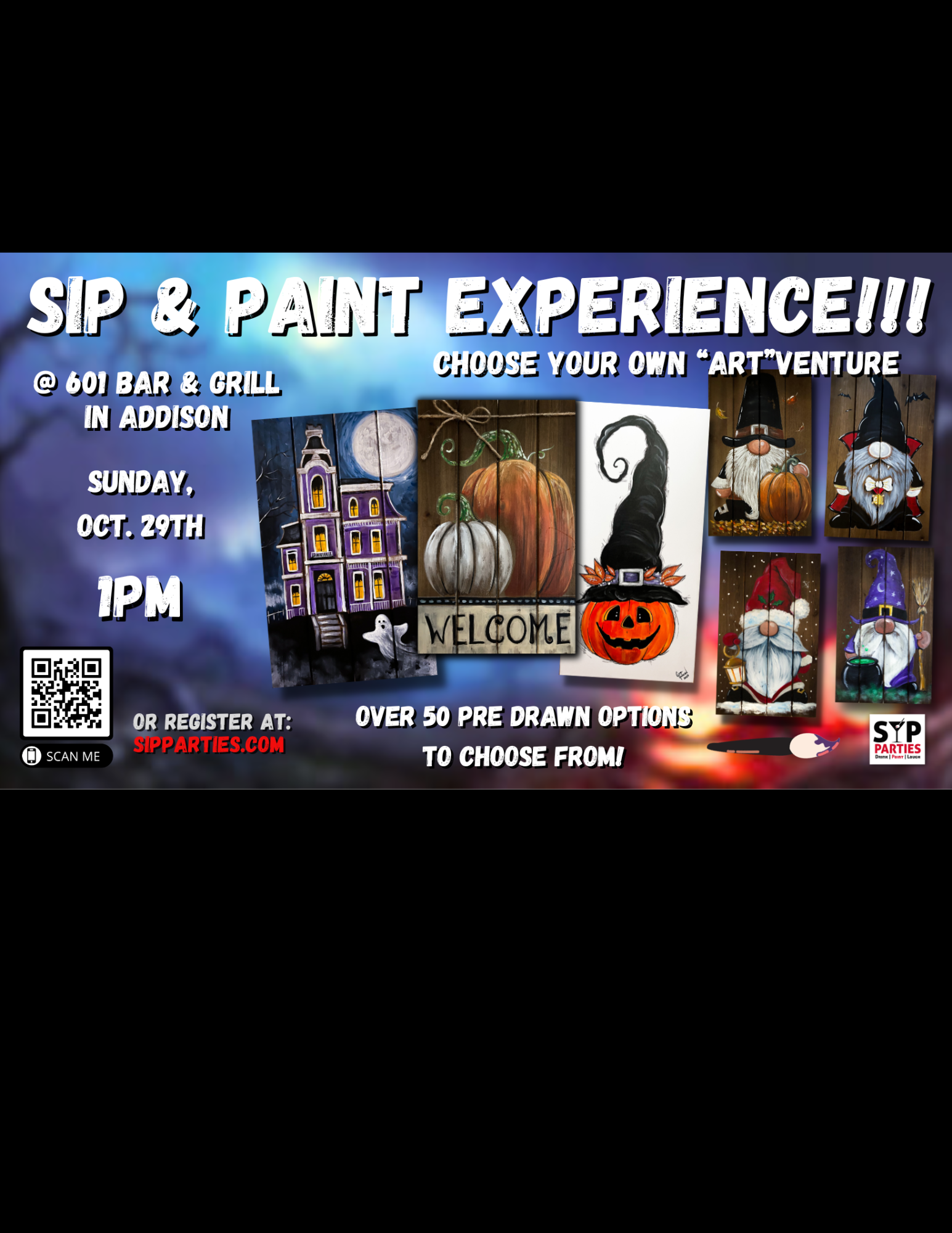 Halloween Themed Painting Experience! Choose a Gnome or Haunted House