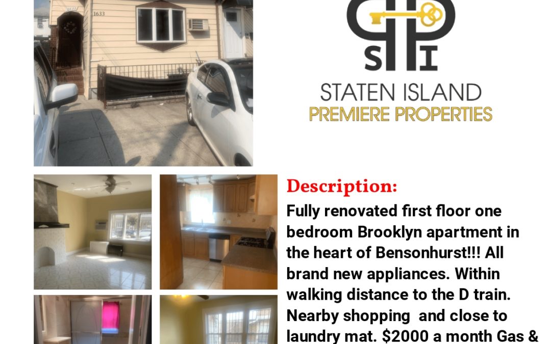 Brooklyn Apartment For Rent! 1633 77th Street, Brooklyn, NY 11214 2000