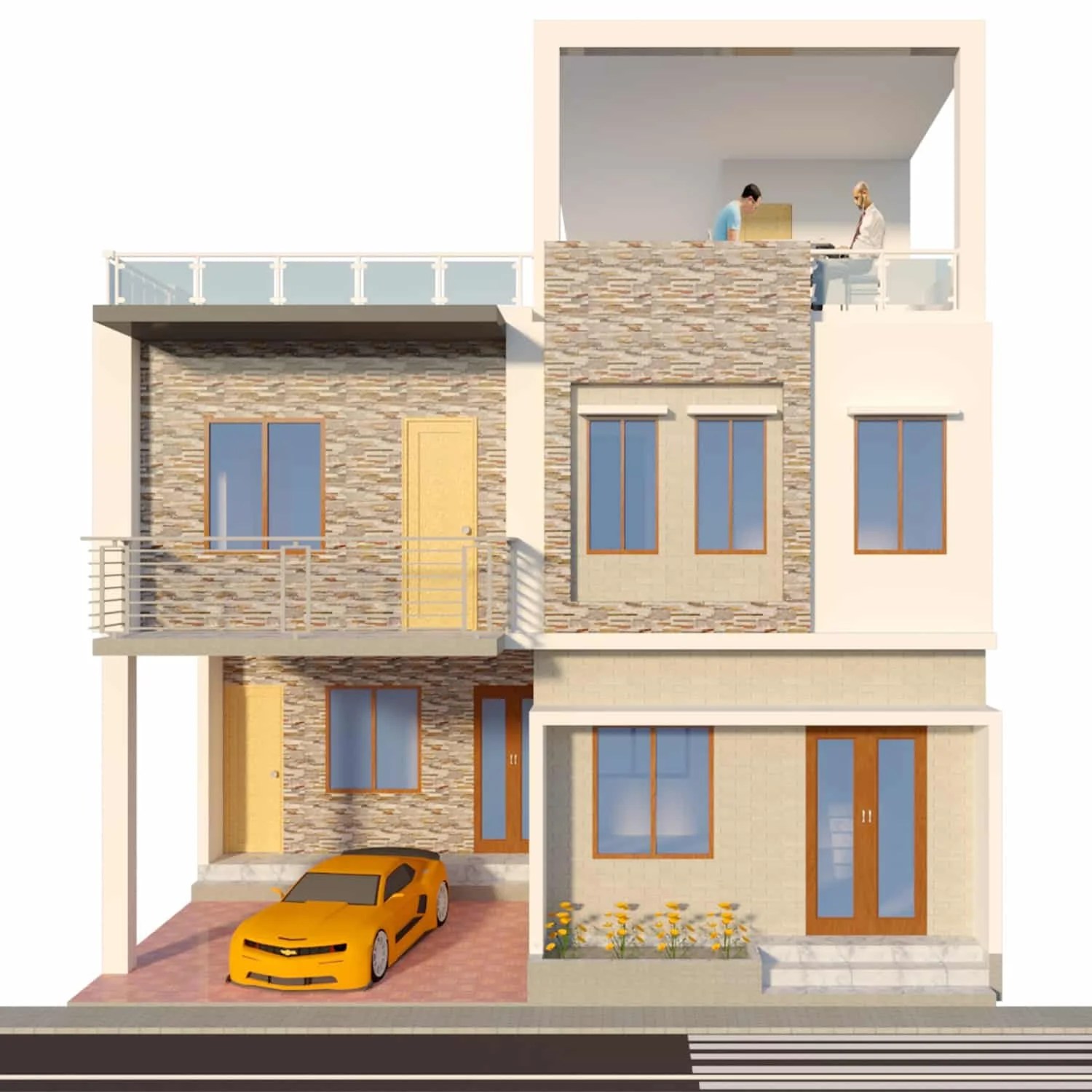 3 bedroom duplex house design ৩ রুমের ডুপ্লেক্স বাড়ির নকশা